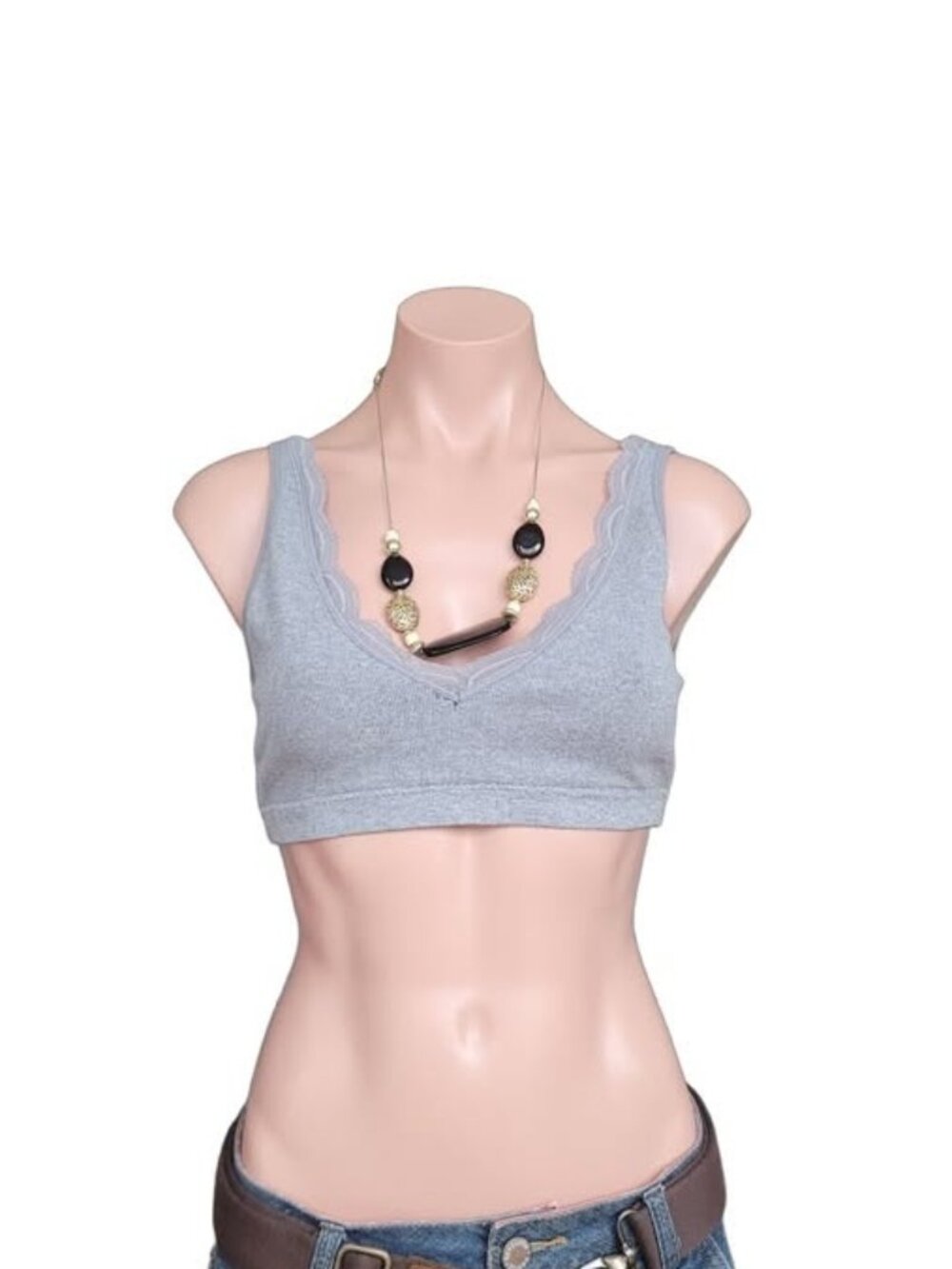 ROSE & VINE Grey Lace Bralette Top (M)